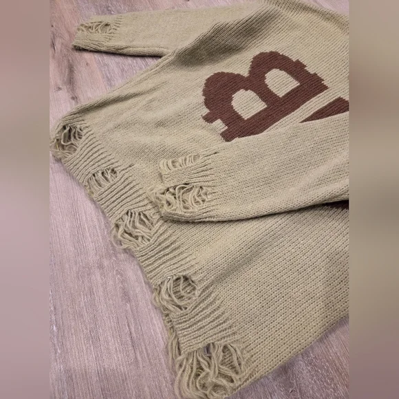 Beige & Brown Sweater with Logo - Picture 3 of 4